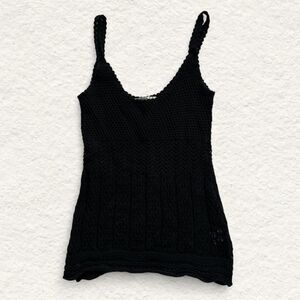 Old Navy Vintage Black Crochet Tank Top Women’s Boho Knit